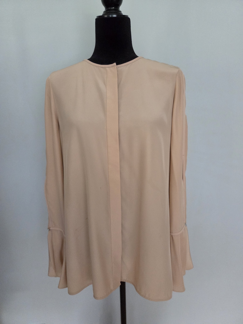 Lafayette 148 New York Blush-Peach Long Sleeve Hidden-Placket Blouse
